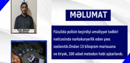 Füzulidə narkokuryerlik edən șəxs saxlanıldı