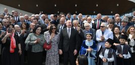 İlham Əliyevin sosial şəbəkə hesablarında Ağdam Muğam Mərkəzinin açılışından görüntülər paylaşıldı - VİDEO