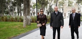 Prezident və xanımı Nərimanov rayonunda salınan yeni parkın açılışında iştirak ediblər - FOTOLAR