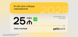 Yelo Bank 3-cü rübü mənfəətlə başa vurub