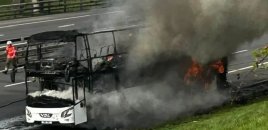 "Mançester Siti" azarkeşlərini daşıyan avtobus yanıb