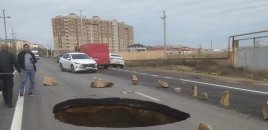 Masazırda yol çökdü - FOTOLAR