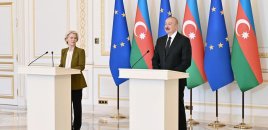 İlham Əliyev və Ursula Fon der Lyayen mətbuata bəyanatlarla çıxış ediblər