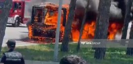 Bakıda avtobus yandı - ANBAAN VİDEO