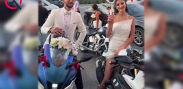 Öz toylarına motosikletlə gəldilər