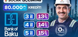 Bank of Baku-dan SOCAR işçilərinə 80.000 AZN-dək kredit – özəl faizlərlə və komissiyasız