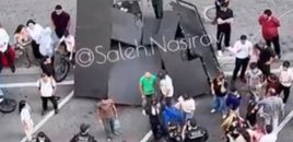 Bakıda tədbirdə monitor qadının üstünə aşıb - VİDEO
