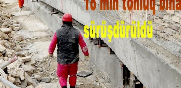 Bakıda 18 min tonluq bina sürüşdürüldü -  VİDEO 