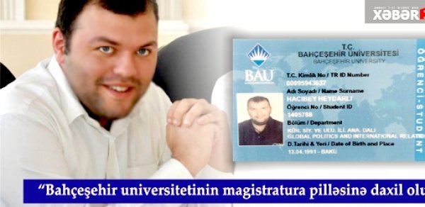 AZXEBER.COM-un baş redaktoru Türkiyədə magistraturaya qəbul olundu