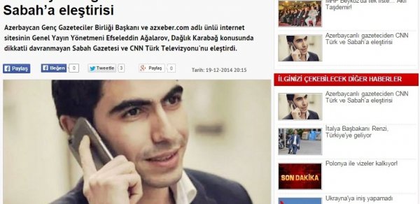 Azərbaycanlı jurnalist Türkiyə mətbuatında ‘CNN Türk’ə cavab verdi