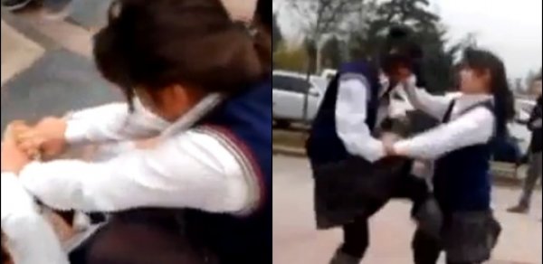 Məktəbli qızların biyabırçı görüntüləri - VİDEO +18