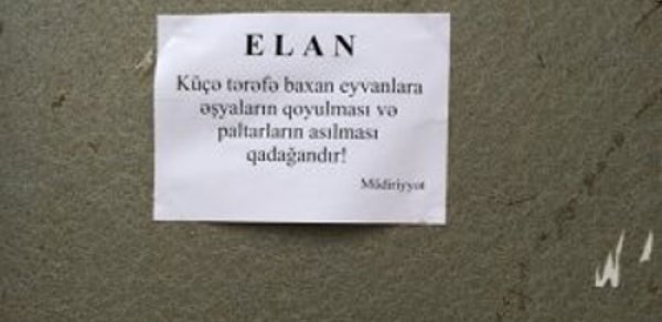 Bakıda əşya qoymaq, paltar asmaq qadağan edilir -  FOTO 