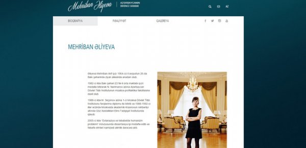 ​Azərbaycanın birinci xanımı Mehriban Əliyevanın rəsmi saytı yeni dizaynda istifadəyə verilib