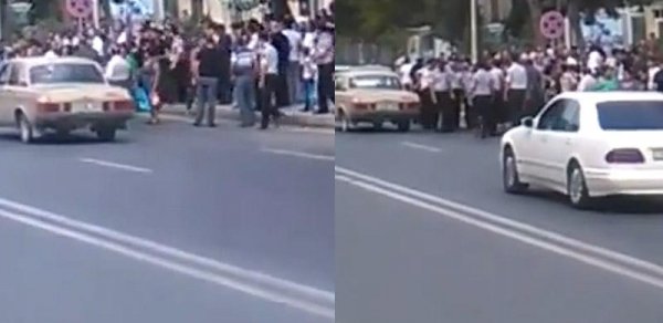 Məcburi köçkünlər yolu kəsdilər - VİDEO