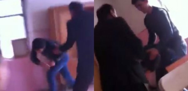 Məktəbdə biabırçılıq: müəllim şagirdi döydü - VİDEO
