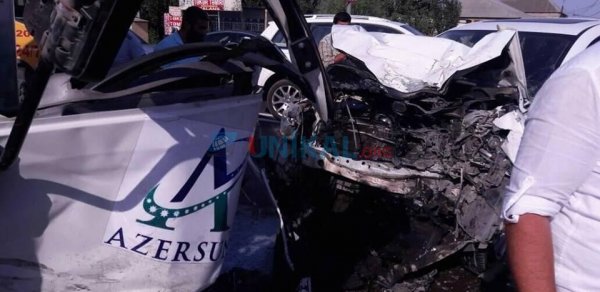 "Azərsun Holdinq"in maşını ağır qəza törətdi: Xəsarət alan var - FOTOLAR