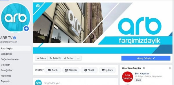 Azərbaycanda İLK: “Facebook” ARB telekanalının rəsmi səhifəsini təsdiqlədi - FOTO