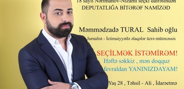 Deputatlığa Namizəd, tanınmış jurnalist SEÇİLMƏK İSTƏMİR