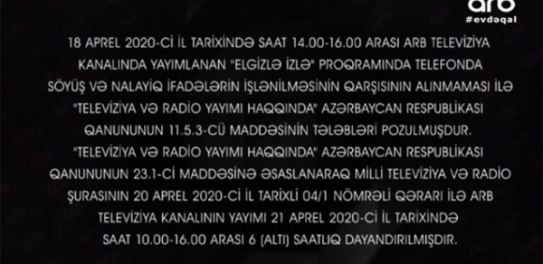 ARB TV yayımını bərpa etdi