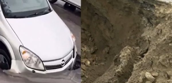 Bakıda bu yol 20 gündə ikinci dəfə çökdü - Video