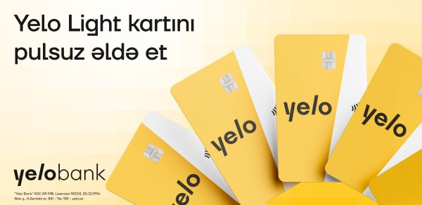Yelo Bank-dan pulsuz debet kart!