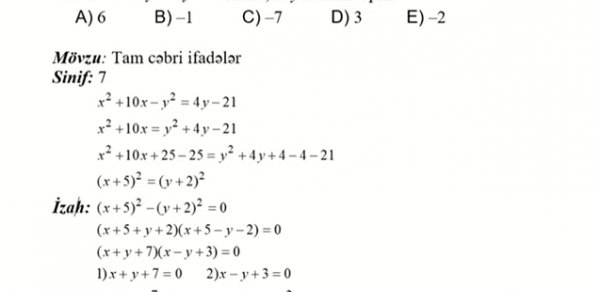 Bu sualda səhvlik olub - Abituriyentlərin xeyrinə hesablanacaq