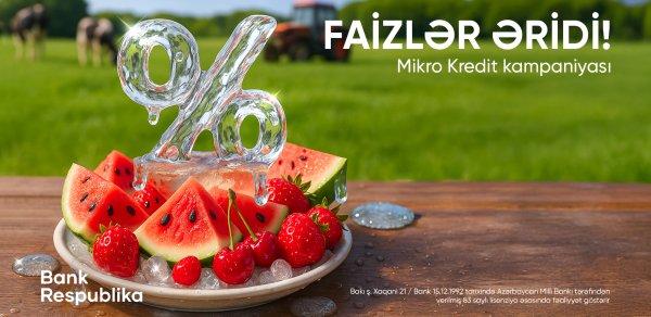 “Bank Respublika”da mikro kreditlər üzrə FAİZLƏR ƏRİDİ