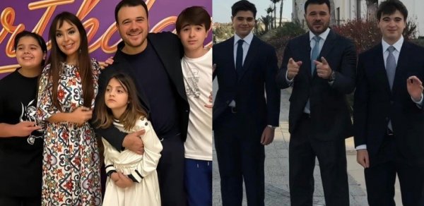 Emin oğulları ilə birlikdə Leyla Əliyevanı təbrik etdi - Video