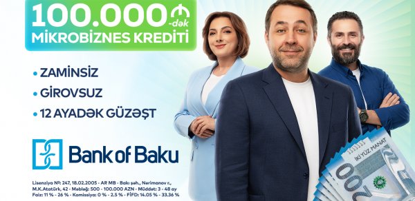 Sahibkarlara dəstək var: Bank of Baku-dan 100.000 AZN-dək mikrobiznes krediti!