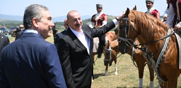 Qurbanqulu Berdiməhəmmədova “Dostluq” adlı Qarabağ atı hədiyyə edildi - FOTOLAR