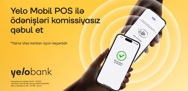 Yelo Mobil POS ilə Visa ödənişlərinə 0% komissiya!
