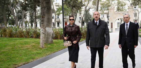 Prezident və xanımı Nərimanov rayonunda salınan yeni parkın açılışında iştirak ediblər - FOTOLAR
