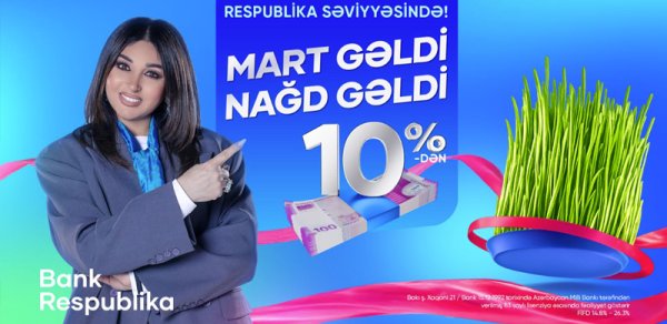 "Mart gəldi, nağd gəldi" - Bank Respublikadan sərfəli kredit təklifi