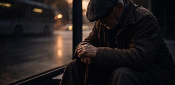 Xırdalanda yaşlı kişi avtobus dayanacağında gecələyir - VİDEO