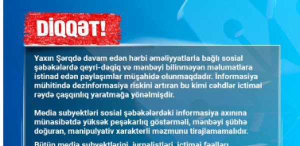 MEDİA Yaxın Şərqdəki hərbi əməliyyatlarla bağlı çağırış edib