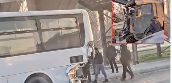 “KamAZ” 114 nömrəli avtobusa çırpıldı — Ağır qəza