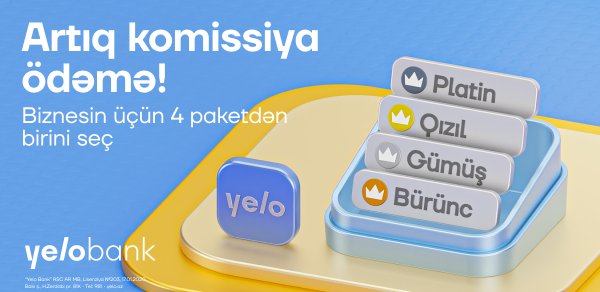 Biznes xərclərinə nəzarət Yelo Bank-ın tarif paketləri ilə daha rahatdır!