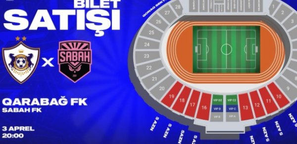 "Qarabağ"-"Sabah" oyunu üçün biletlər bu tarixdən satışa çıxarılacaq