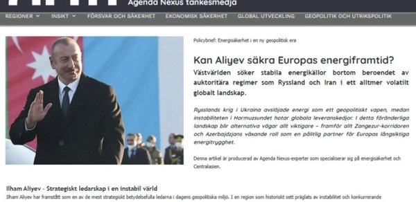 İsveç mediası Avropanın enerji təminatında Azərbaycanın rolundan yazıb