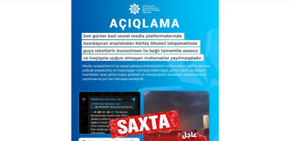 MEDİA: Azərbaycandan Körfəz ölkələri istiqamətində raketlərin buraxılması ilə bağlı xəbərlər əsassızdır