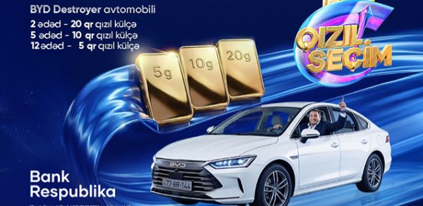 “Bank Respublika”nın “Qızıl Seçim” lotereyasının ikinci tirajına sayılı günlər qal