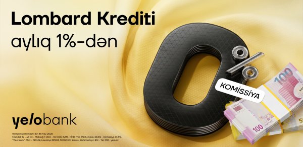 Yelo Bank-dan 0% komissiya ilə qızıl təminatlı kredit!