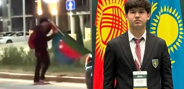 Qazaxıstanda yerə düşən Azərbaycan bayrağını qaldıran məktəbli mükafatlandırıldı -  VİDEO