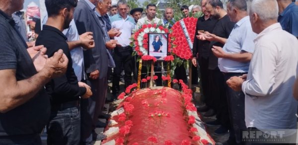 Xarkovda raket zərbəsi nəticəsində ölən tələbə Kürdəmirdə dəfn edildi - FOTOLAR