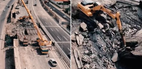 Bakı–Qazax yolundakı avtomobil körpüsünün söküntüsünə başlanıldı