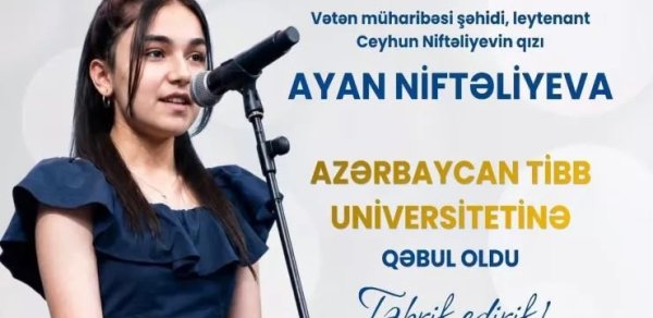 Şəhid qızının uğuru: 676 balla Tibb Universitetinə qəbul oldu