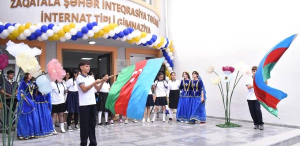 Zaqatalada əsaslı təmir olunan gimnaziyanın açılışı oldu - FOTOLAR