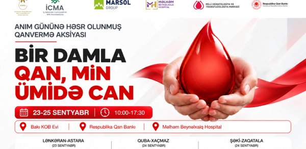 “Bir damla qan, min ümidə can” – 4 şəhərdə qanvermə aksiyası keçiriləcək