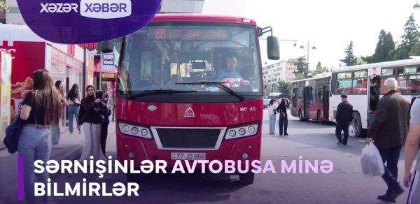 Sərnişinlər avtobusa düşə bilmirlər - VİDEO
