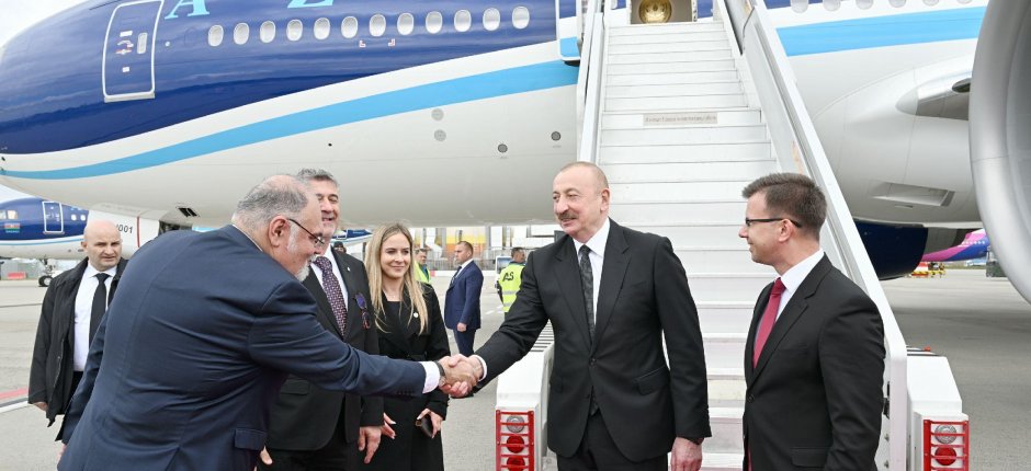 İlham Əliyevin Macarıstana səfəri başladı - FOTOLAR